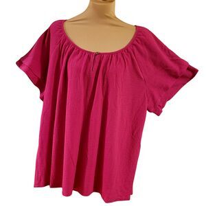 Fuchsia Pink Terra & Sky Plus 1x Short Flutter Sleeves Polyester Cotton Blend